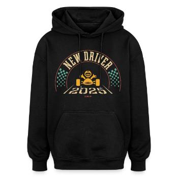 New Driver 2025 (Führerschein / 4C) - Oversized Unisex Hoodie - Schwarz - Vorne - Noah (186cm)