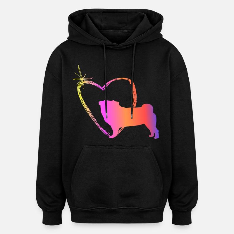 Carlin avec cœur - Sweat à capuche oversize unisexe - noir