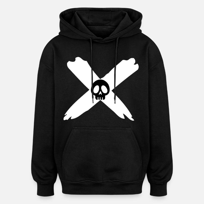 Skull and white cross - Oversized Unisex Hoodie - black