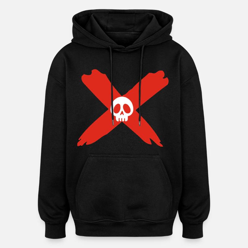 Crâne et croix écarlate - Sweat à capuche oversize unisexe - noir