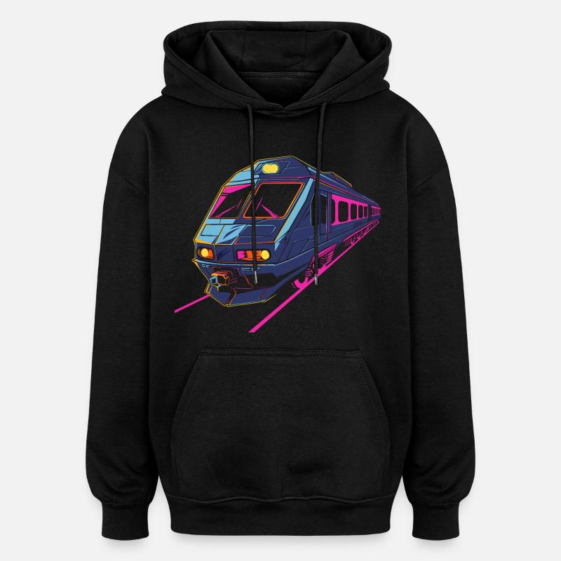 Train Rétro - Sweat à capuche oversize unisexe - noir