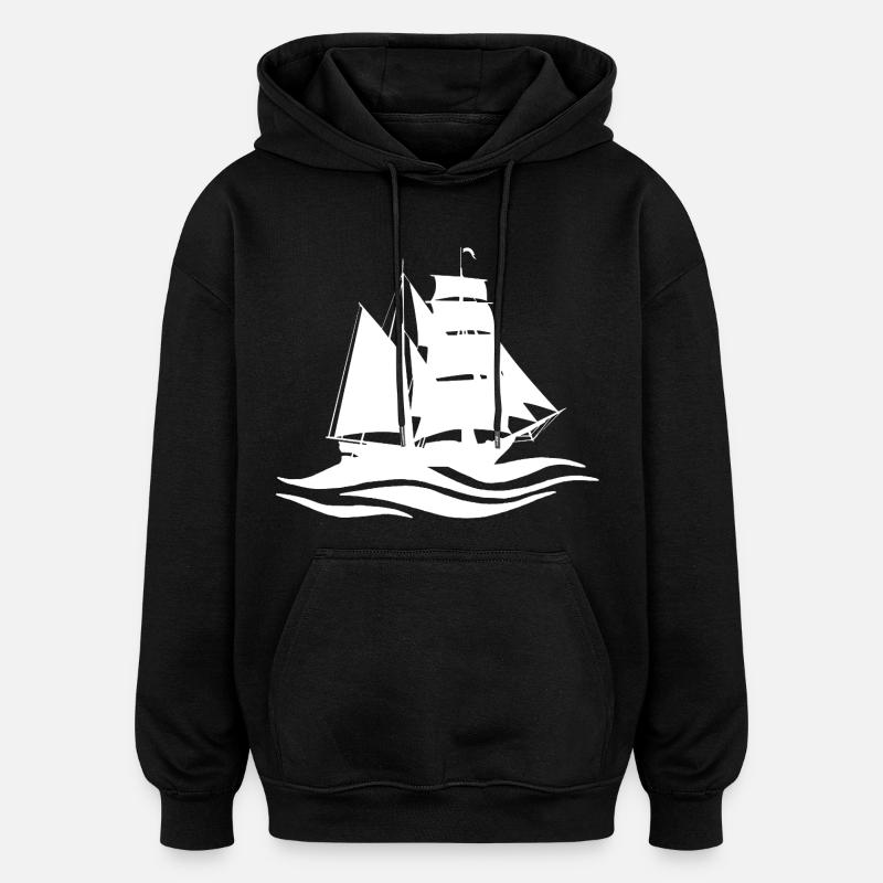 Bateau blanc et voyage - Sweat à capuche oversize unisexe - noir