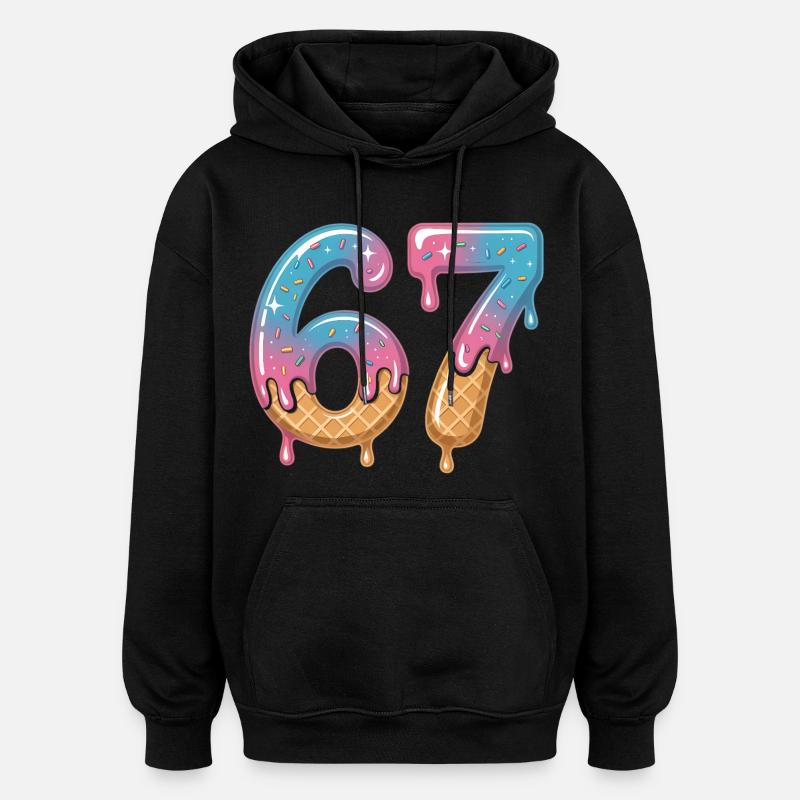 67 gouttes de crème glacée - Sweat à capuche oversize unisexe - noir