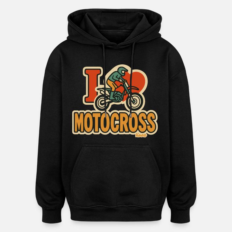 J’adore le motocross - Sweat à capuche oversize unisexe - noir
