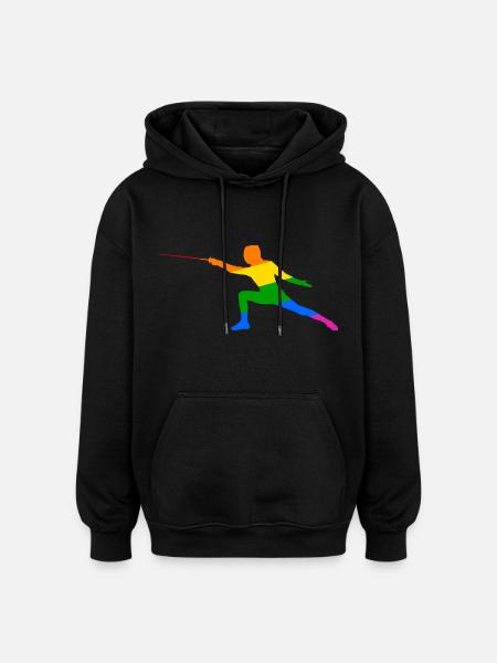 Regenbogen Fechten - Oversized Unisex Hoodie - Schwarz