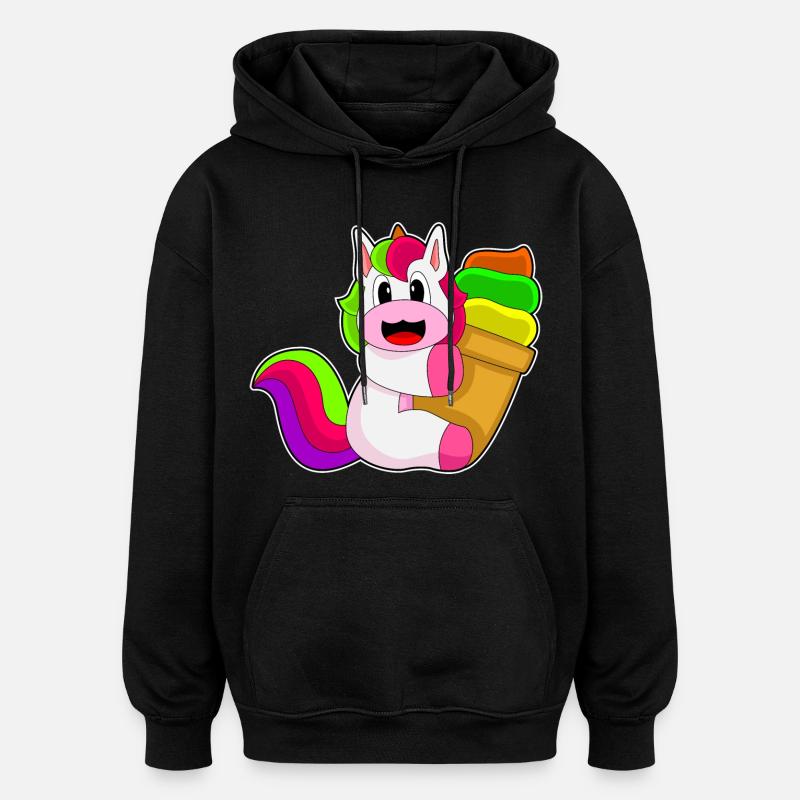 Einhorn Waffeleis - Oversized Unisex Hoodie - Schwarz
