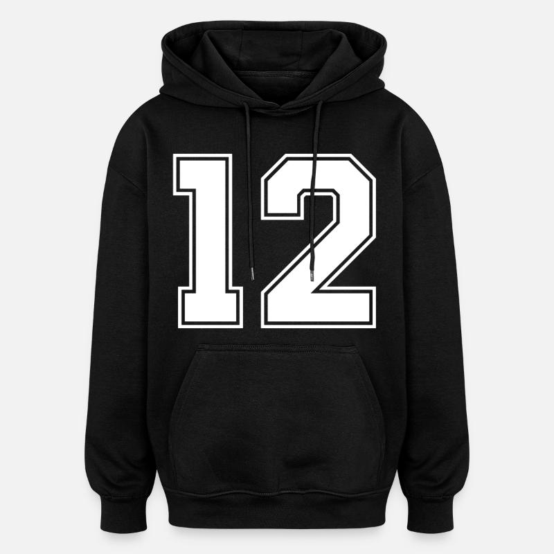 NUMMER ZWÖLF 12 - Oversized Unisex Hoodie - Schwarz