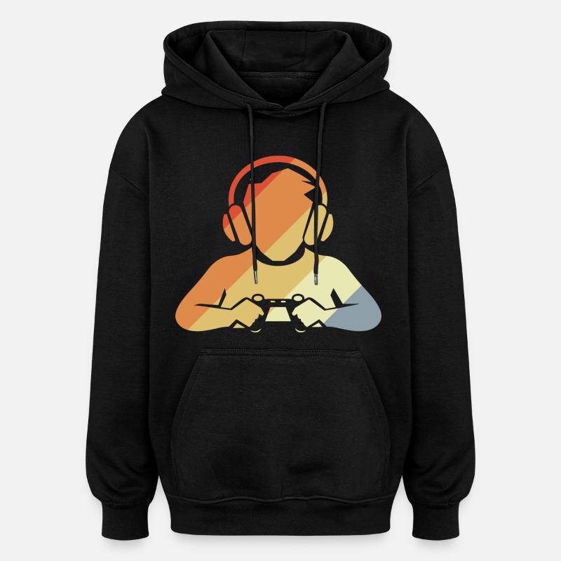 Look rétro gamer - Sweat à capuche oversize unisexe - noir