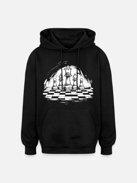 Dessin d’échecs - Sweat à capuche oversize unisexe - noir
