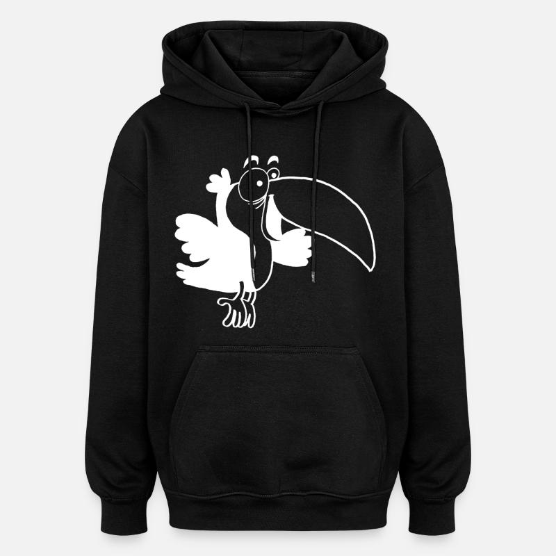 Oiseau toucan blanc - Sweat à capuche oversize unisexe - noir