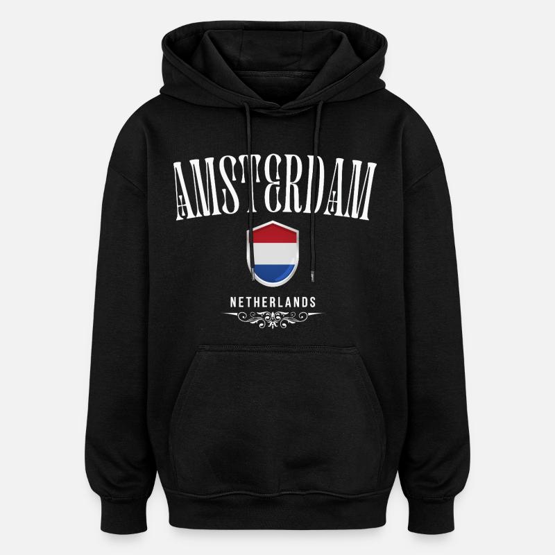 Amo Amsterdam, Amsterdam Pays-Bas - Sweat à capuche oversize unisexe - noir