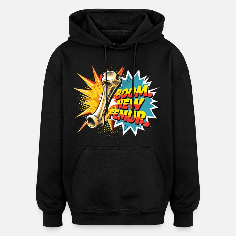 Beinbruch Gebrochener Oberschenkel - Oversized Unisex Hoodie - Schwarz