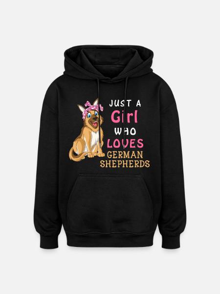 Girl Loves German Shepherd - Oversized Unisex Hoodie - black