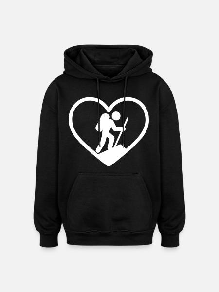 Heart Hiking – Outdoor Adventure Lover - Oversized Unisex Hoodie - black
