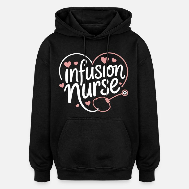 Conception du cœur pour infirmière d’infusion - Sweat à capuche oversize unisexe - noir
