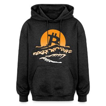 Bitcoin-Dusk - Oversized Unisex Hoodie - Anthrazit - Vorne - Noah (186cm)