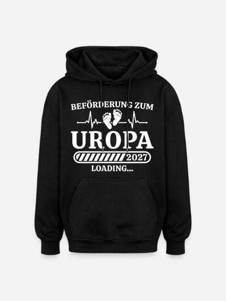 Uropa 2027 Loading – Geschenk Schwangerschaft - Oversized Unisex Hoodie - Schwarz