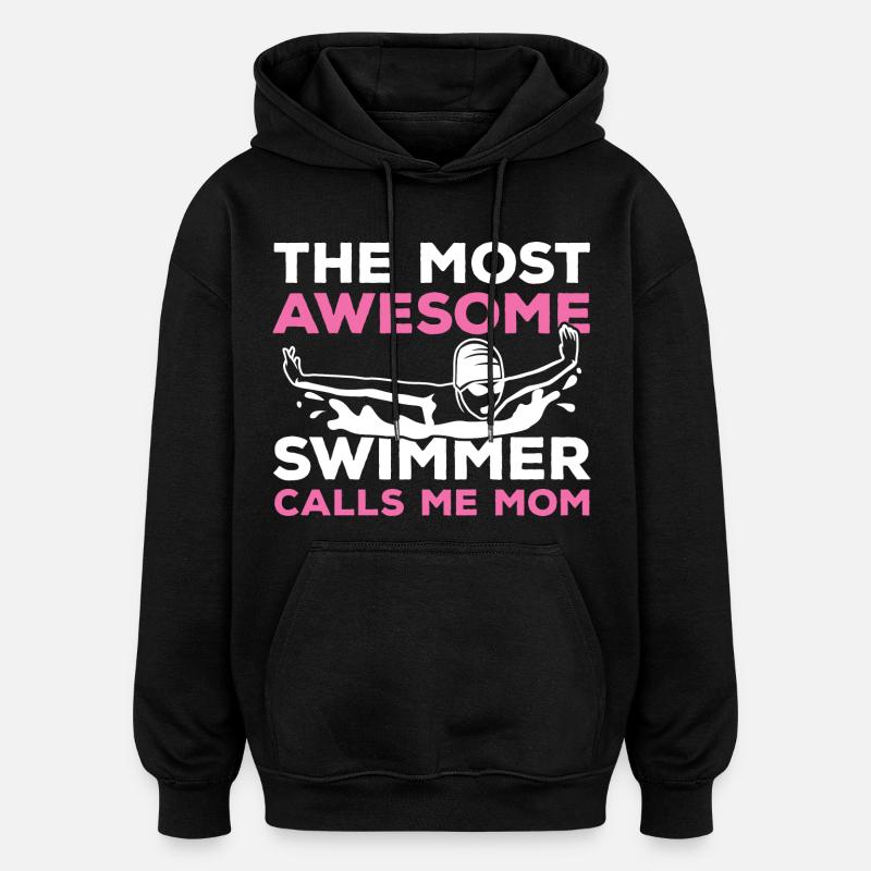 Maman nageuse - Sweat à capuche oversize unisexe - noir