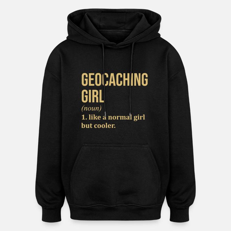 Géocaching - Sweat à capuche oversize unisexe - noir