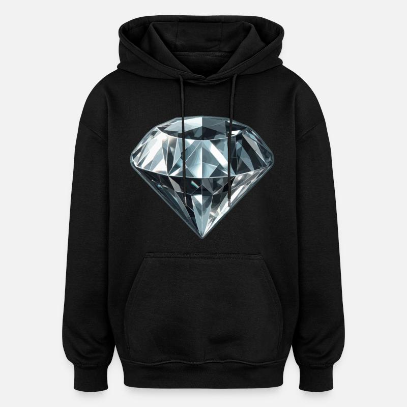 Pierre précieuse de diamant - Sweat à capuche oversize unisexe - noir