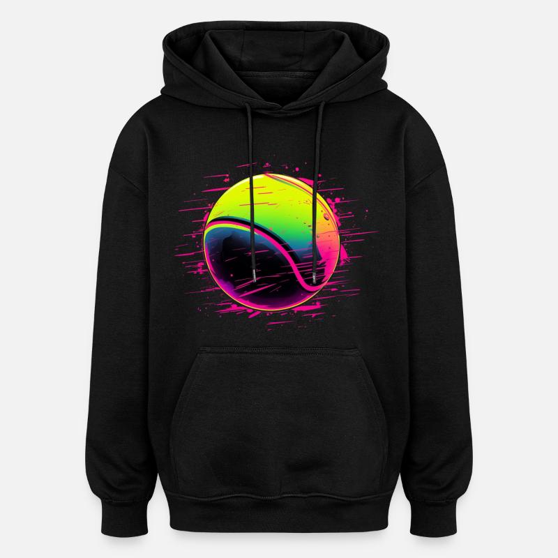 Balle de tennis style synthwave - Sweat à capuche oversize unisexe - noir