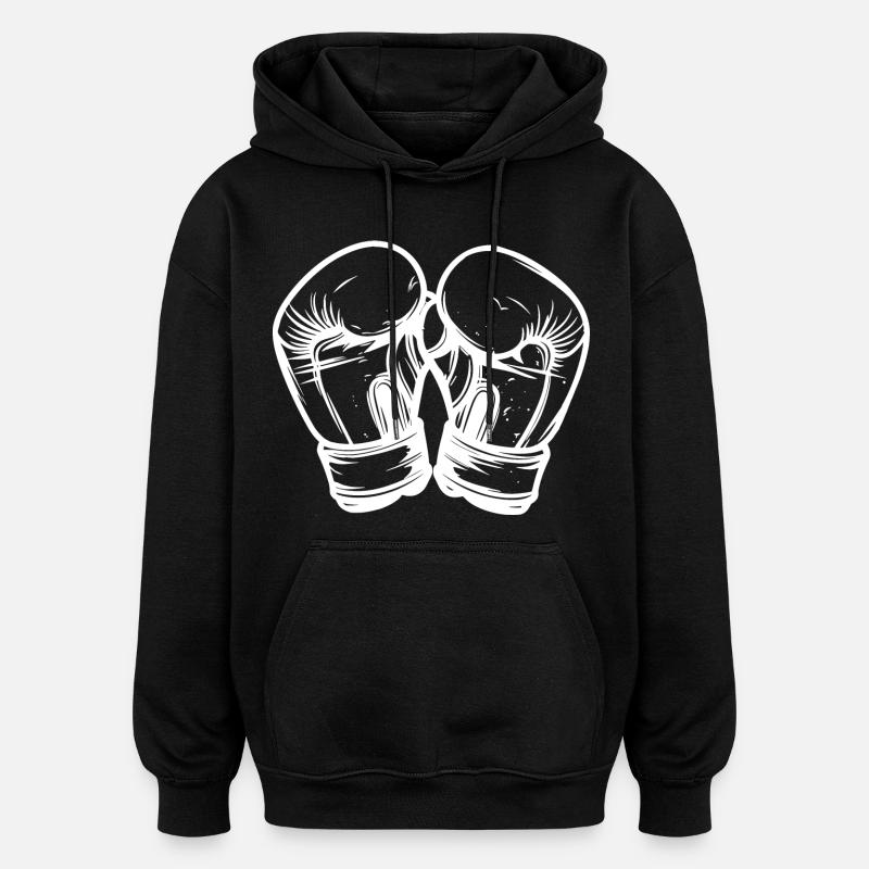 Dessin de gants de kickboxing - Sweat à capuche oversize unisexe - noir