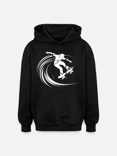 Skateboarder Drawing - Oversized Unisex Hoodie - black