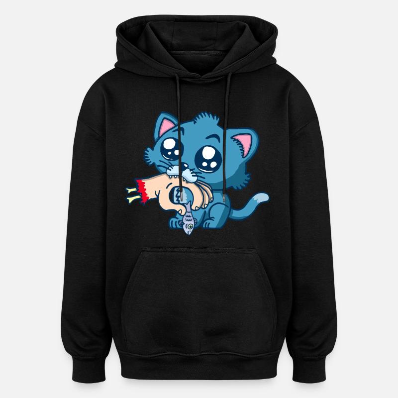 Chaton gourmand - Sweat à capuche oversize unisexe - noir