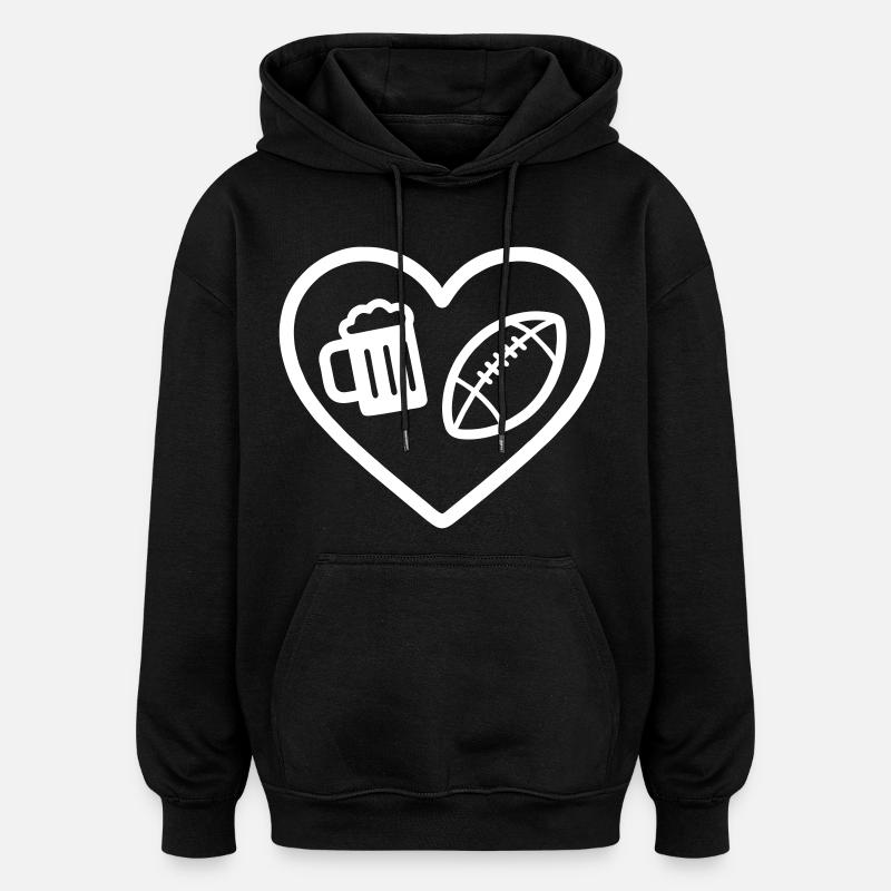 Bière Heart Rugby - Sweat à capuche oversize unisexe - noir