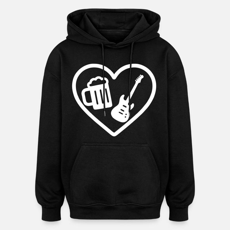 Bière Heart Rock - Sweat à capuche oversize unisexe - noir