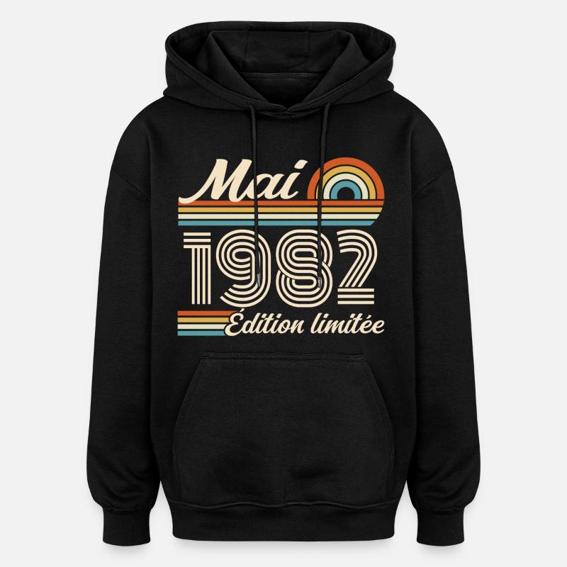 Mai 1982 - Sweat à capuche oversize unisexe - noir