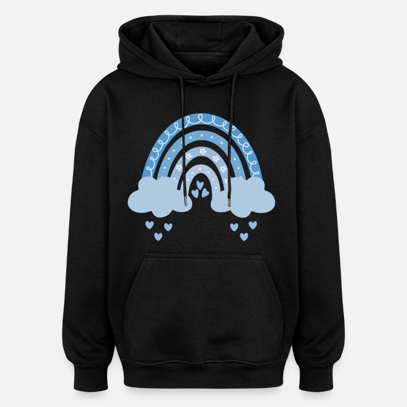 Bleu arc-en-ciel - Sweat à capuche oversize unisexe - noir