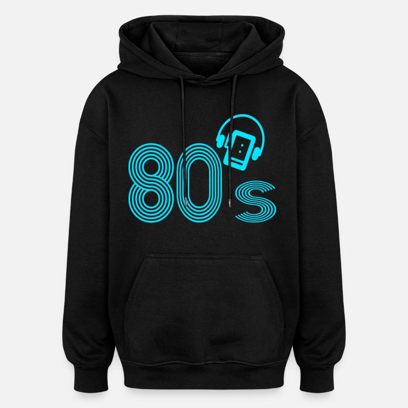 Années 80 - Sweat à capuche oversize unisexe - noir