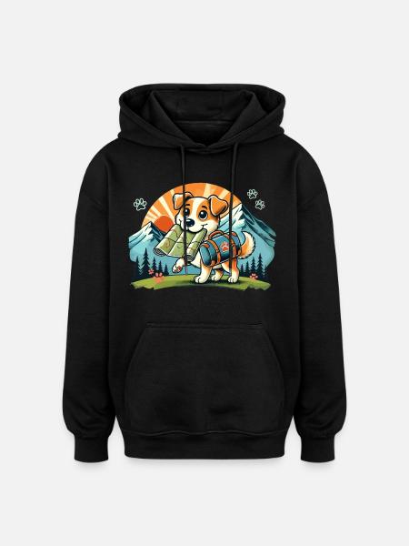 Wander Hund - Oversized Unisex Hoodie - Schwarz