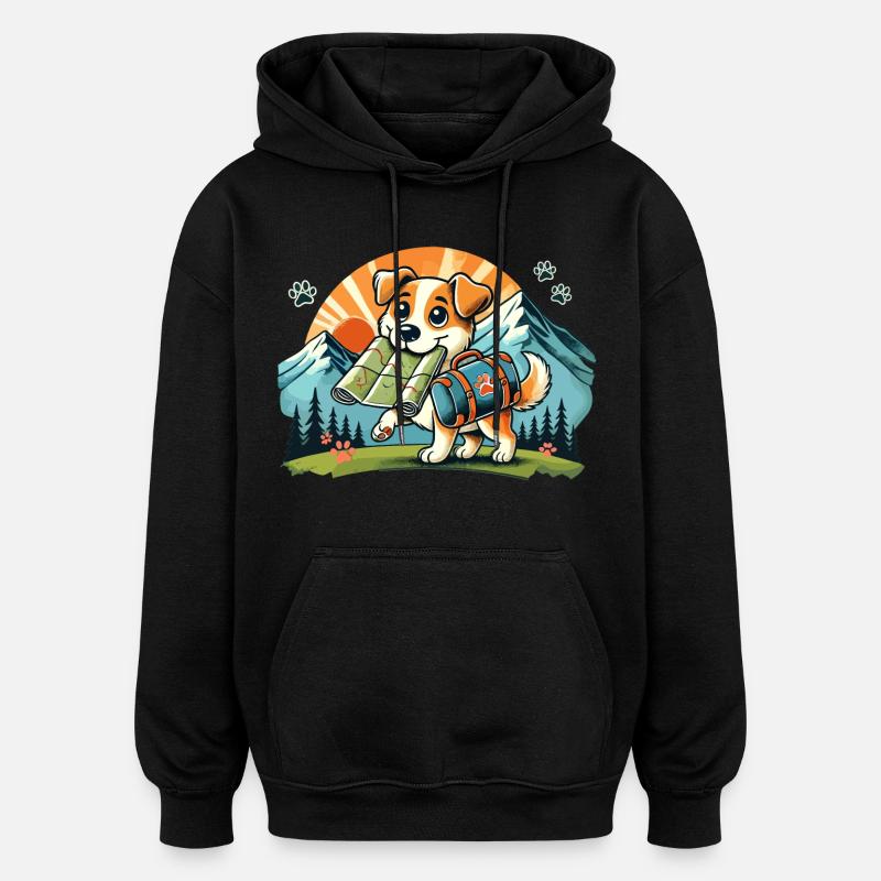 Chien de randonnée - Sweat à capuche oversize unisexe - noir