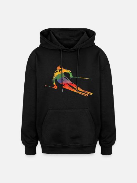 Farbiger Skifahrer - Oversized Unisex Hoodie - Schwarz