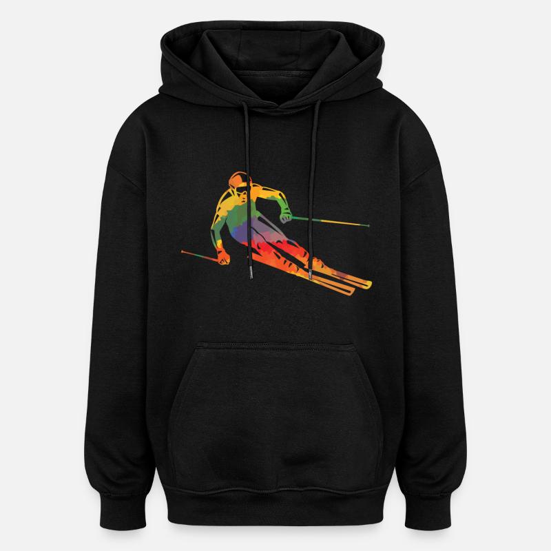 Couleur des skieurs - Sweat à capuche oversize unisexe - noir