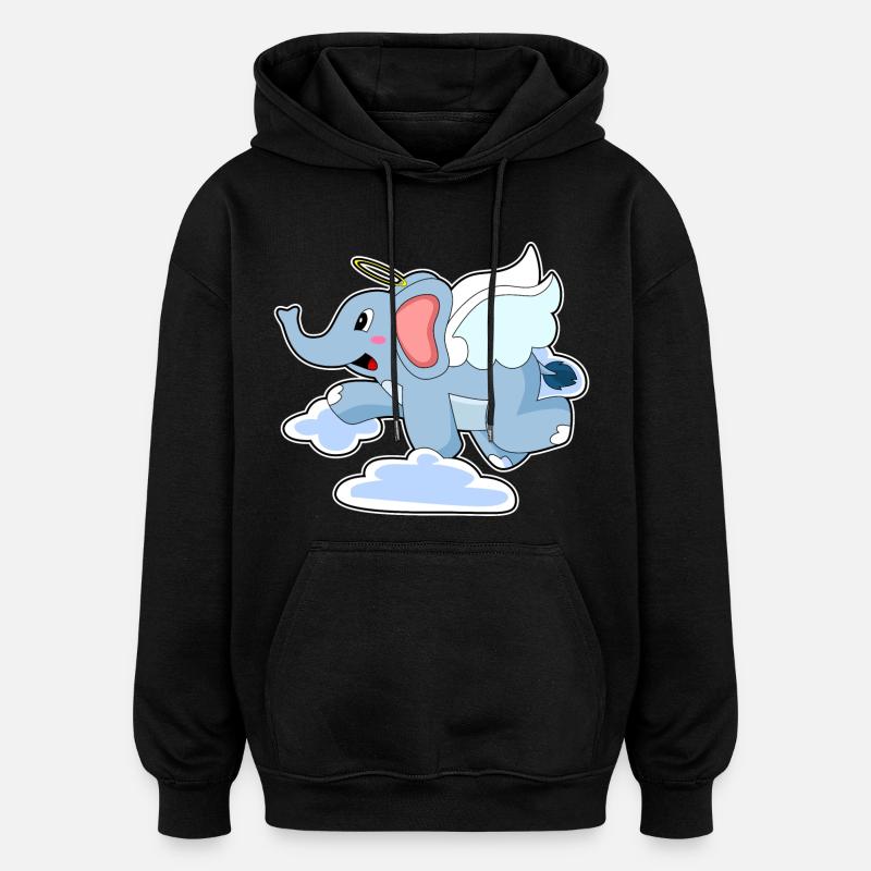 Nuages d’anges éléphants - Sweat à capuche oversize unisexe - noir