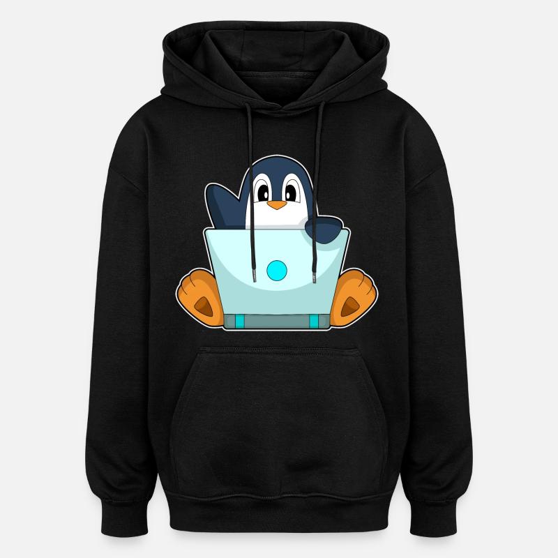 Pinguin Laptop - Oversized Unisex Hoodie - Schwarz
