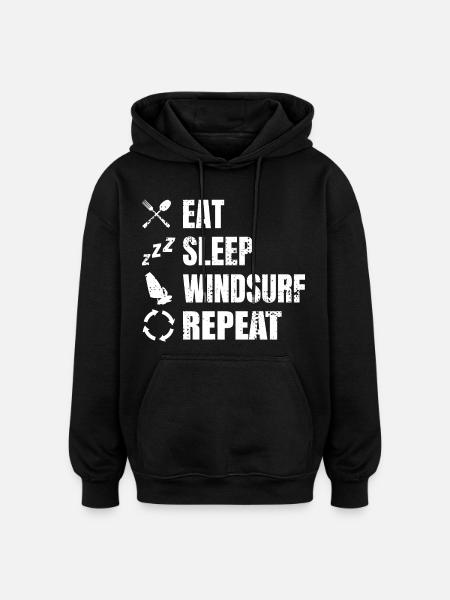 Eat Sleep Windsurf Repeat - Oversized Unisex Hoodie - black