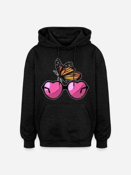 Butterfly Sunglasses - Oversized Unisex Hoodie - black