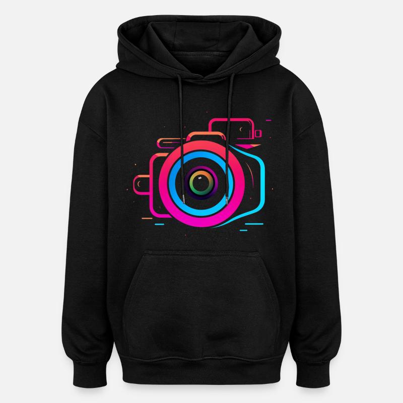 Kamera Synthwave Stil - Oversized Unisex Hoodie - Schwarz