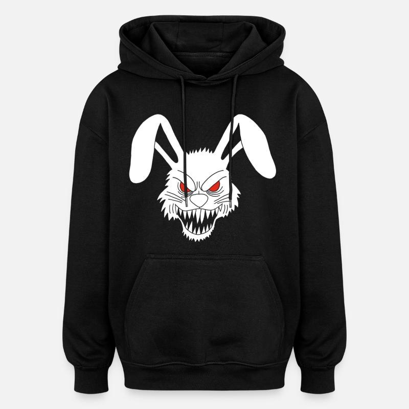 Lapin blanc démoniaque - Sweat à capuche oversize unisexe - noir