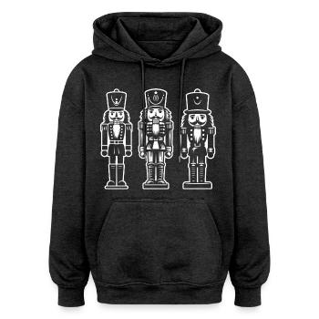 Nutcracker Trio Print - Oversized Unisex Hoodie - charcoal grey - Front - Noah (186cm)
