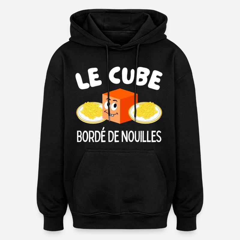 Le Cube Bordé de Nouilles - Sweat à capuche oversize unisexe - noir