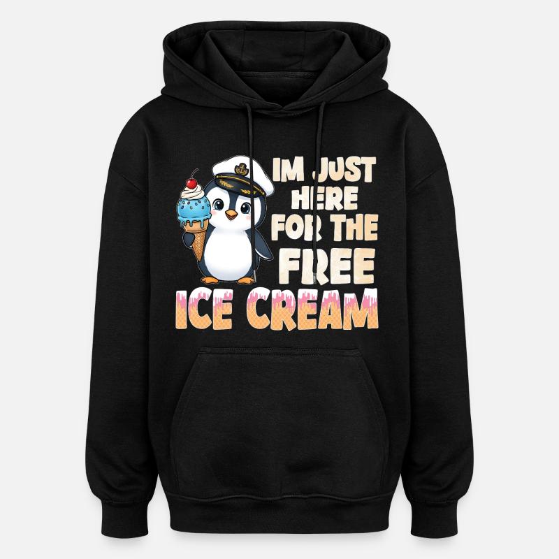 Capitaine Pingouin - Sweat à capuche oversize unisexe - noir