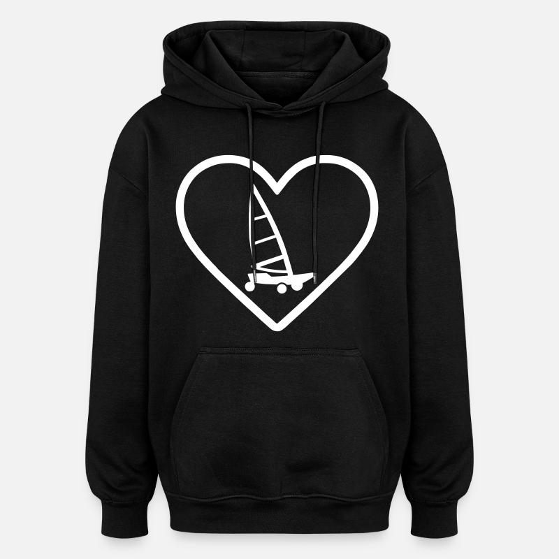 Heart Land Sailing – Attraction éolienne - Sweat à capuche oversize unisexe - noir