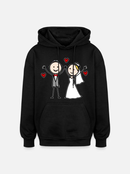 Hochzeitspaar Cartoon fröhlich - Oversized Unisex Hoodie - Schwarz