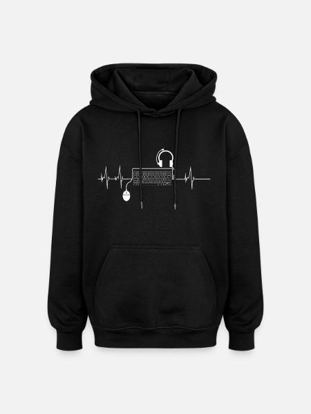 Herzschlag PC Gamer - Oversized Unisex Hoodie - Schwarz