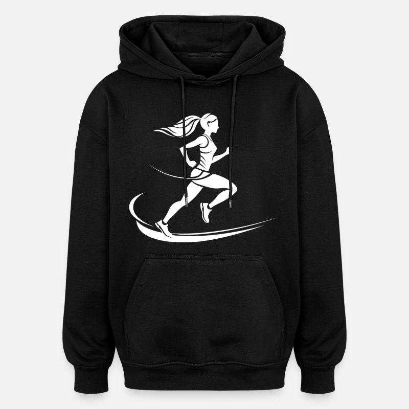 Dessin du coureur - Sweat à capuche oversize unisexe - noir